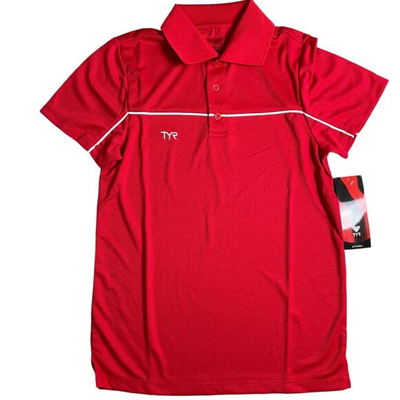 TYR Apparel Men's Tech Polo Shirt - Red Textured - TMPOC6A - Size XS - $44 - Picture 1 of 7